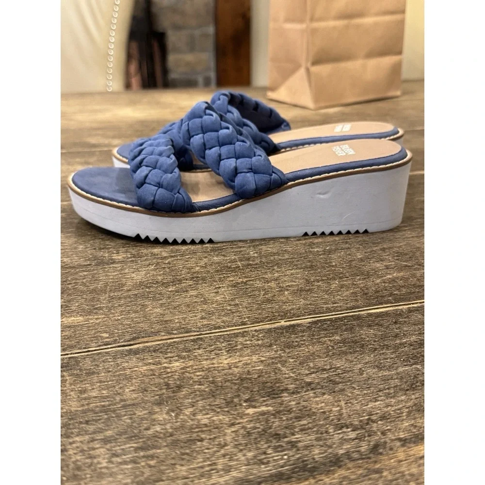 Eileen Fisher Loop‎ Women's Wedge Sandal Blue Size 8 Slide Braided